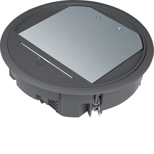 Versorgungseinheit R06 rund 215mm für 5mm Bodenbelag aus Polyamid tiefschwarz | Hager