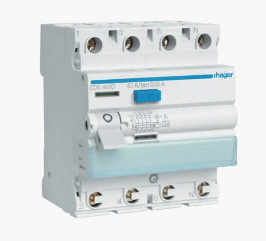 Hager CDS-463D FI-Schalter 4P 63A 30mA Typ A 6kA Hager - ismailkar.de