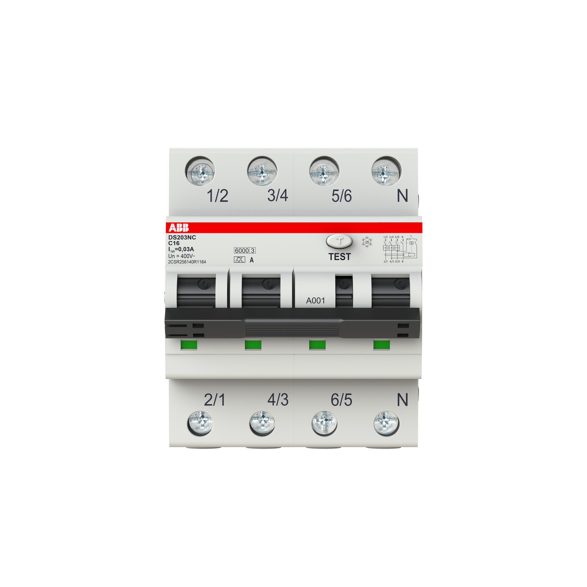 ABB FI-LS Schalter DS203NCA-C16/0.03 3 3polig+N ABB- 2CSR256140R1164 - Ismailkar