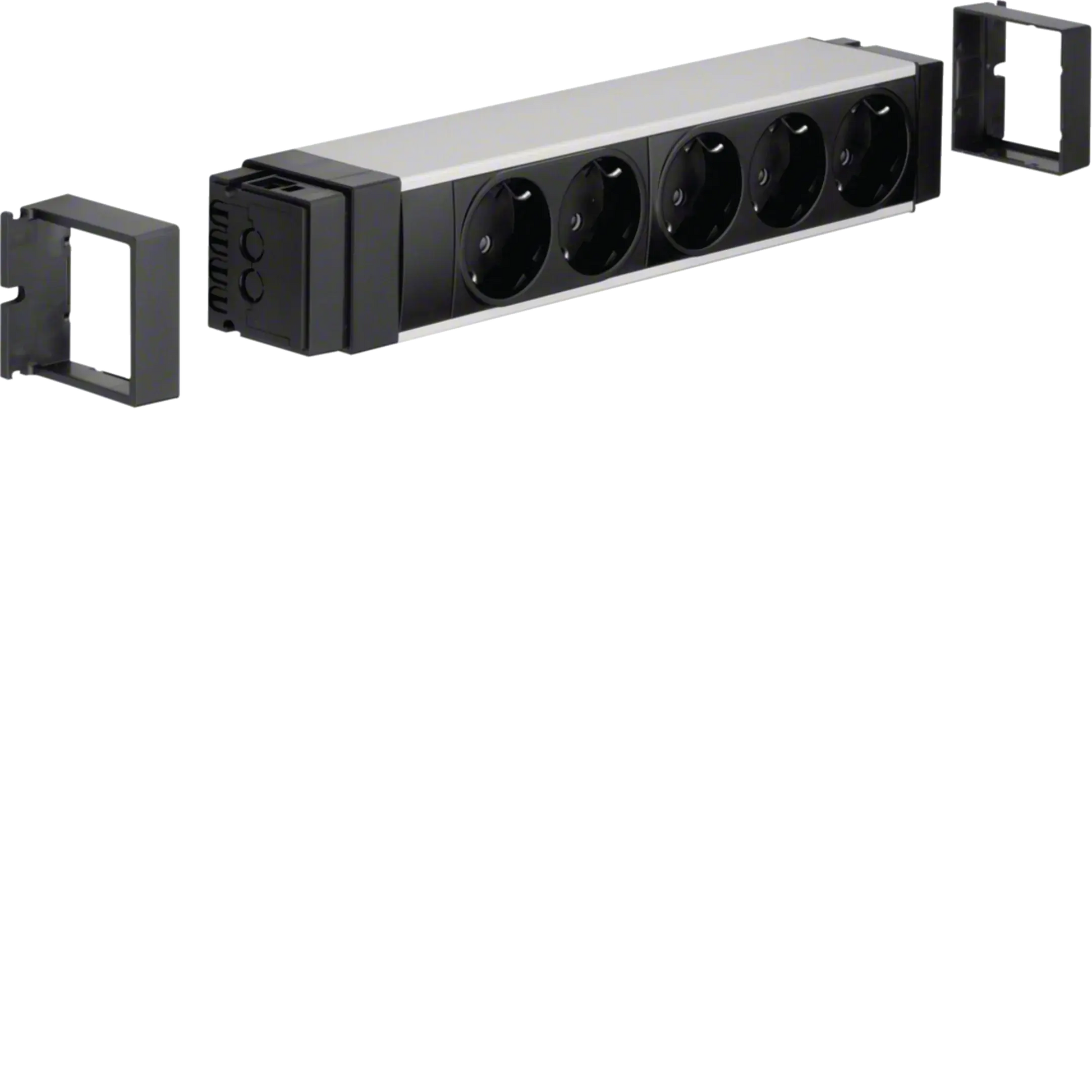Anschlussblock 5 Steckdosen Klemmtechnik Aluminium eloxiert | Hager