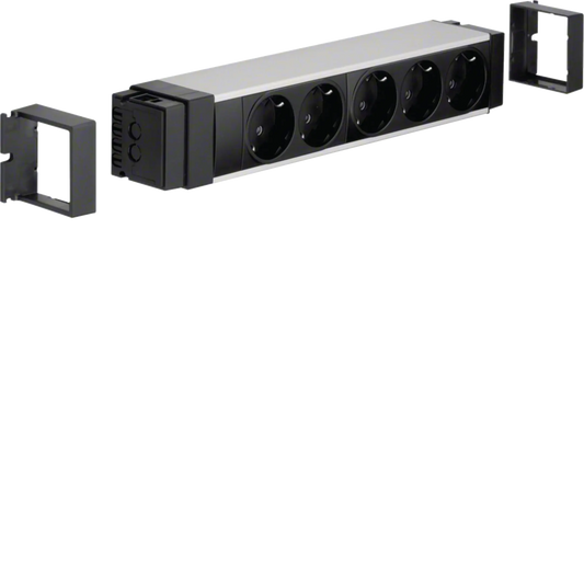 Anschlussblock 5 Steckdosen Klemmtechnik Aluminium eloxiert | Hager