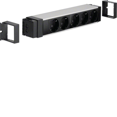 Anschlussblock 5 Steckdosen Klemmtechnik Aluminium eloxiert | Hager