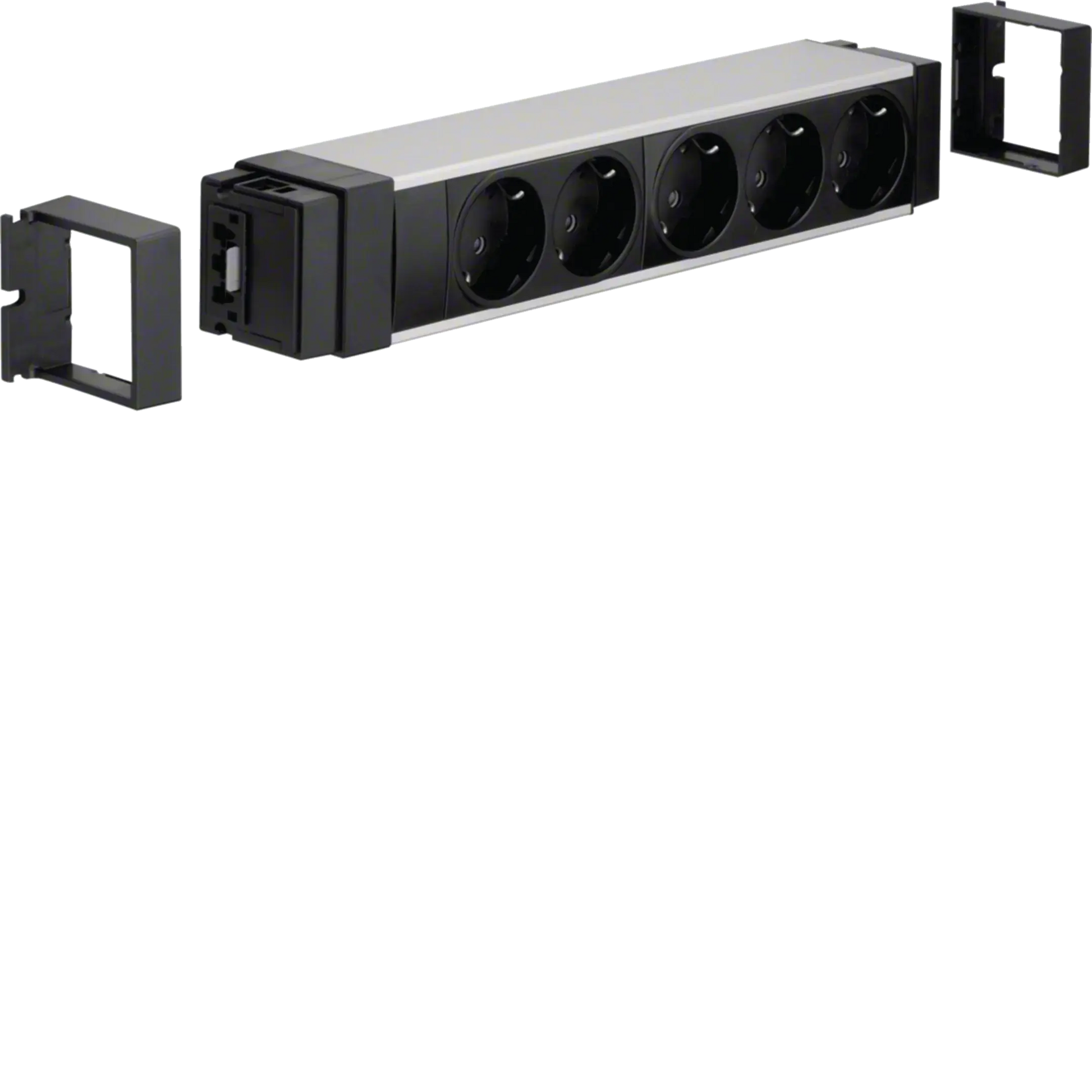Anschlussblock 5 Steckdosen Stecktechnik Wago Aluminium eloxiert | Hager