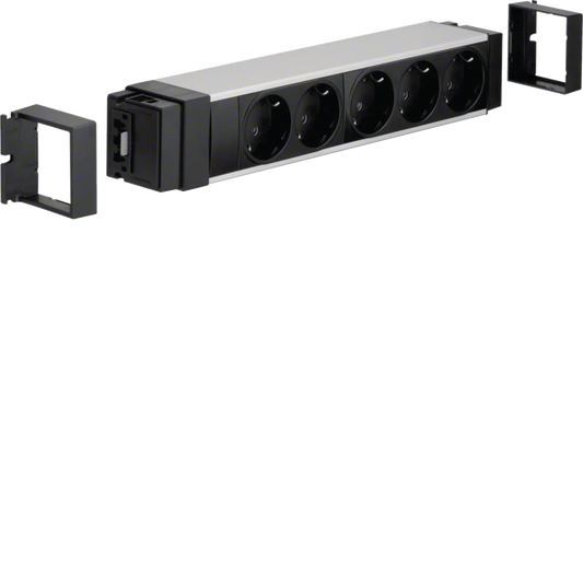 Anschlussblock 5 Steckdosen Stecktechnik Wago Aluminium eloxiert | Hager