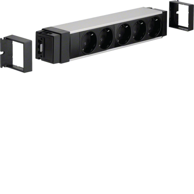 Anschlussblock 5 Steckdosen Stecktechnik Wago Aluminium eloxiert | Hager