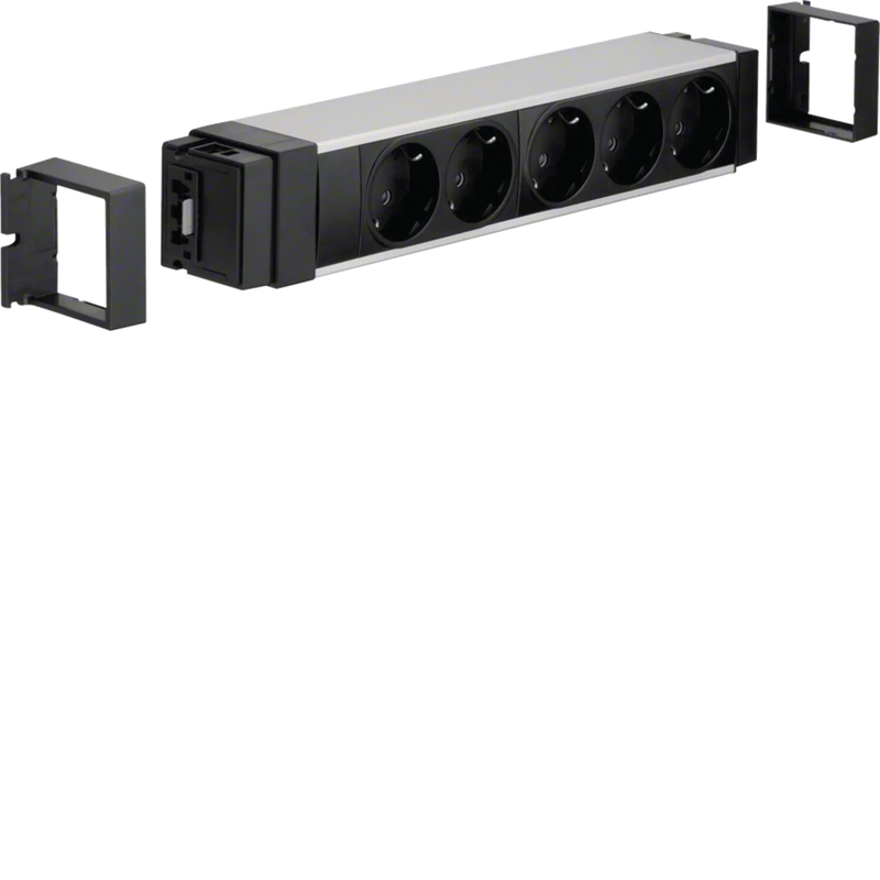 Anschlussblock 5 Steckdosen Stecktechnik Wago Aluminium eloxiert | Hager