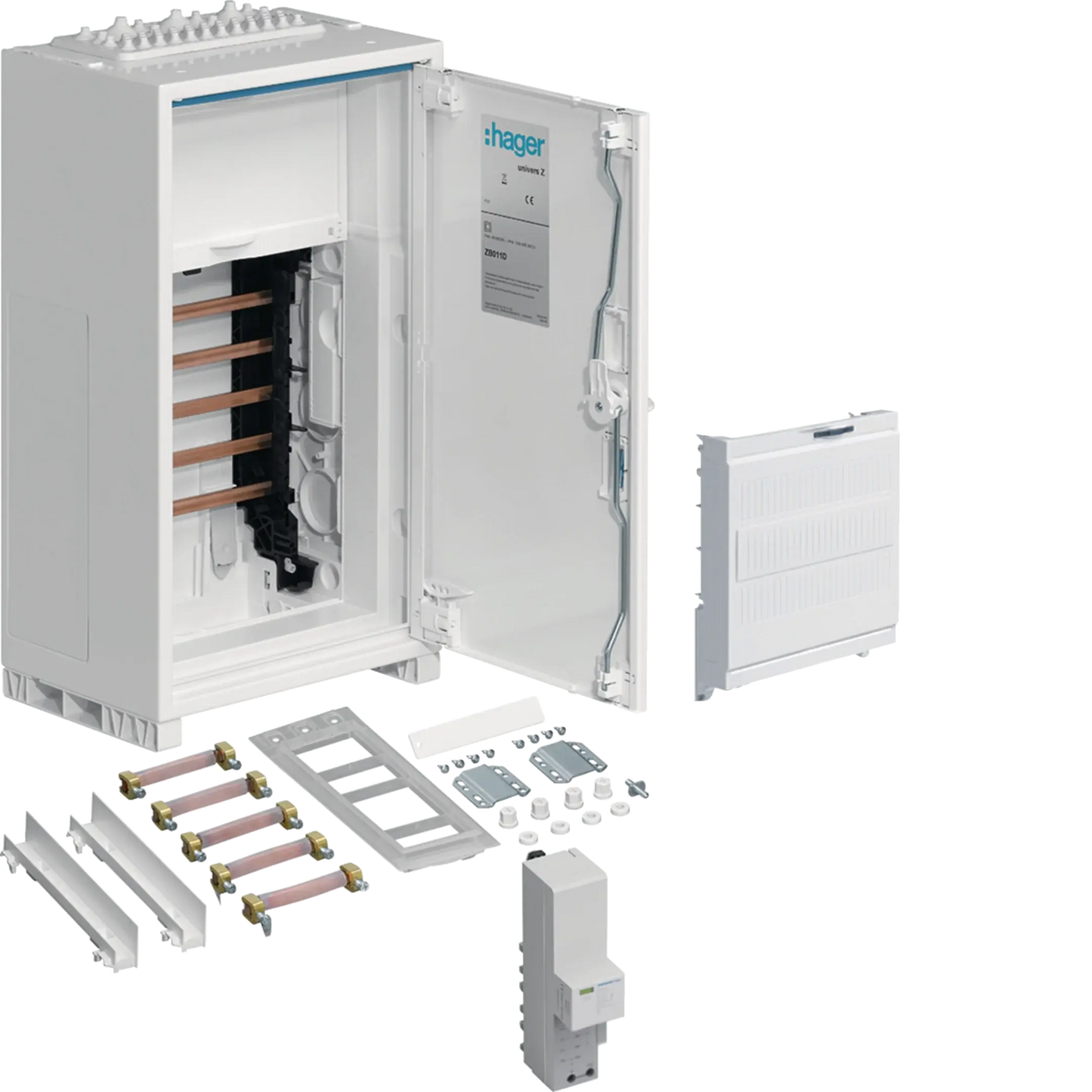 Anschlussschrank, univers Z, seitlich mit SPD und Verbindungsmaterial | Hager