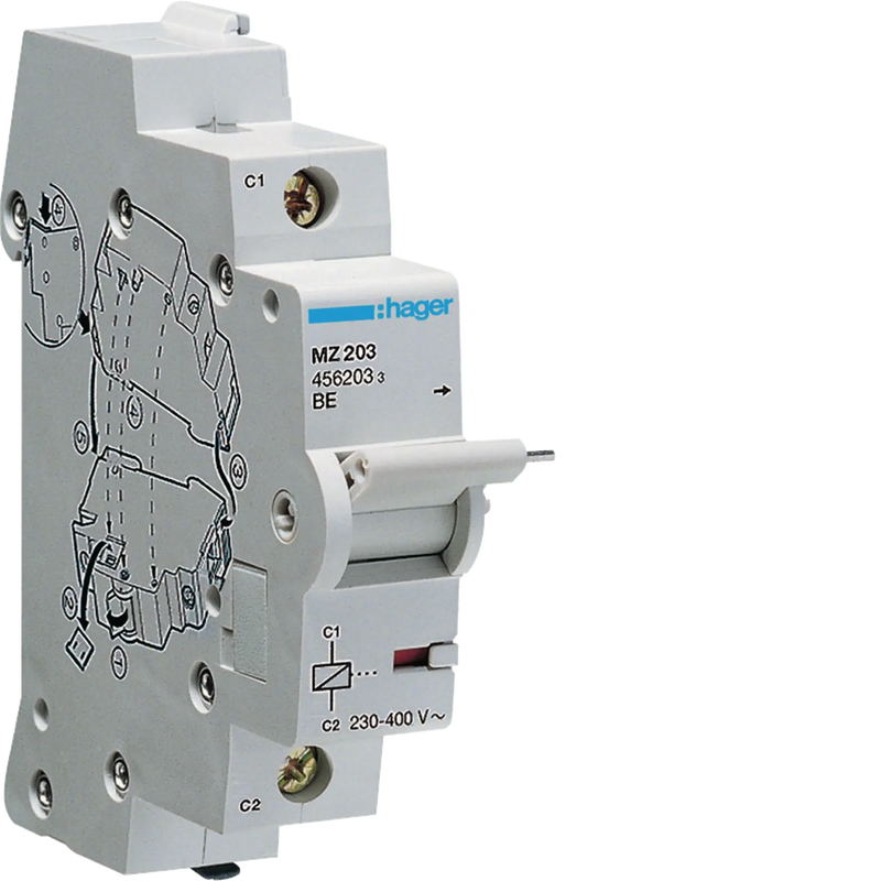 Arbeitstromauslöser für MCB RCBO < 125A 230-415V AC 110-130V DC | Hager