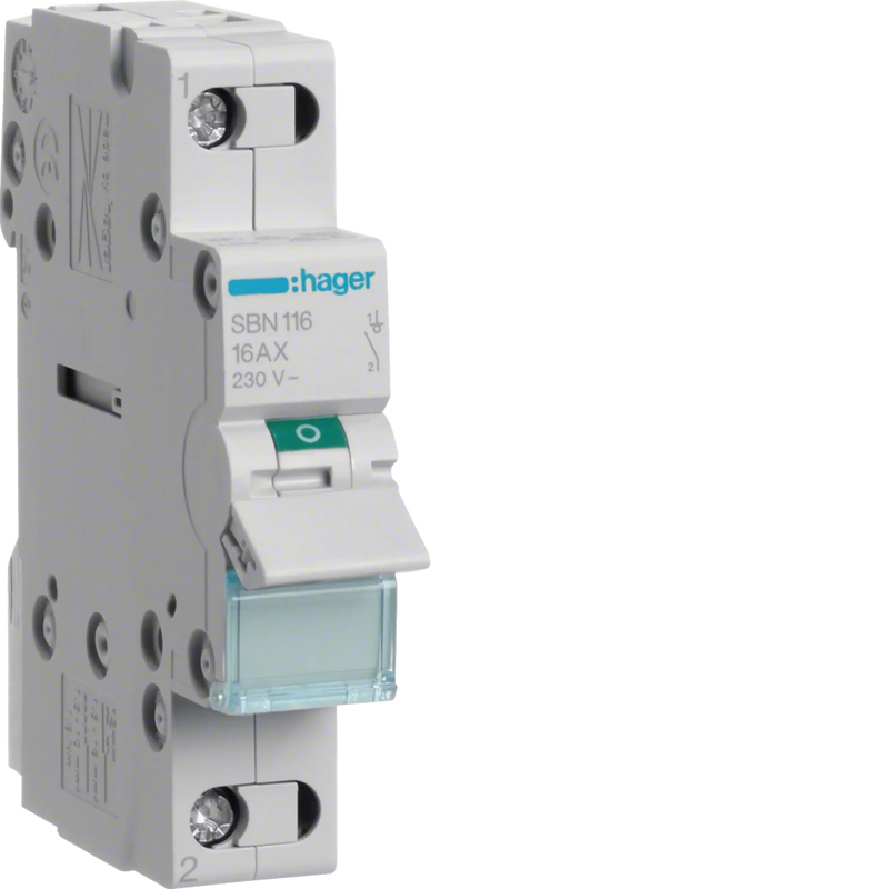 Ausschalter 16A 1 Schließer 230V AC 1PLE | Hager