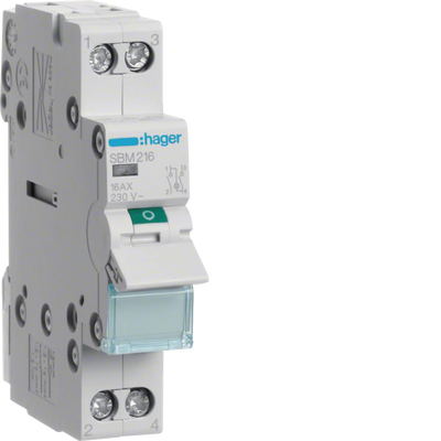 Ausschalter 16A 1 Schließer + Neutral 250V AC mit Leuchtmelder 1PLE | Hager