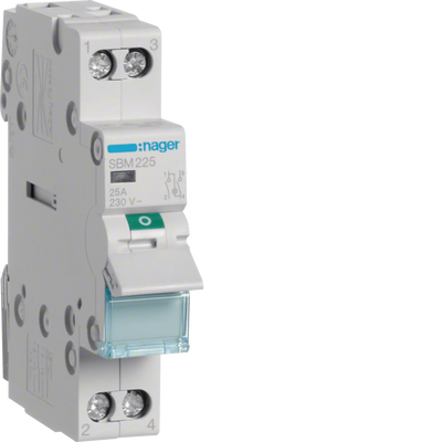 Ausschalter 25A 1 Schließer + Neutral 250V AC mit Leuchtmelder 1PLE | Hager