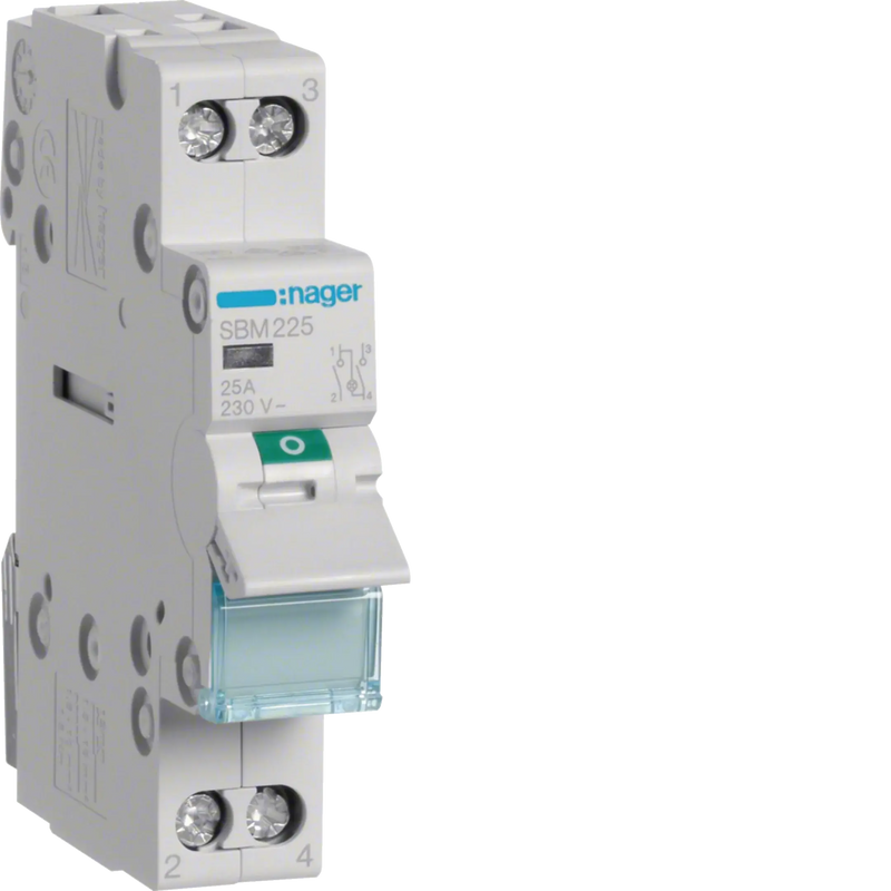 Ausschalter 25A 1 Schließer + Neutral 250V AC mit Leuchtmelder 1PLE | Hager