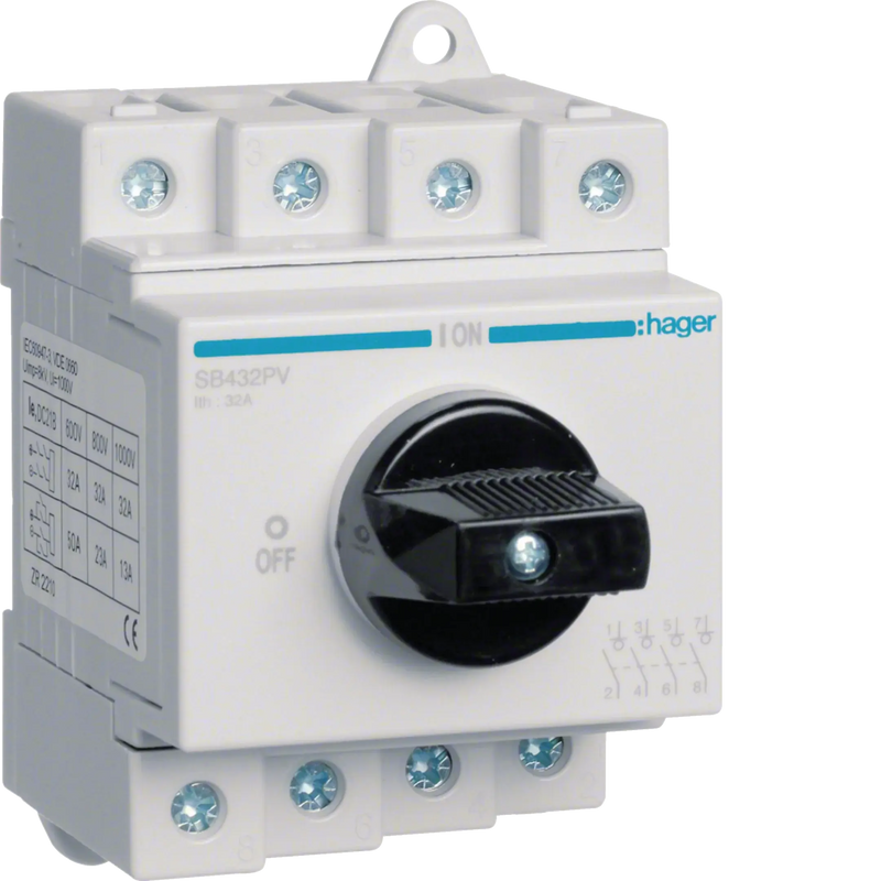 Ausschalter DC 4-polig 1000V 32A | Hager