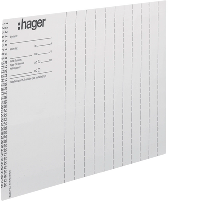 Beschriftungsbögen, univers Z, Installationsnummer, DIN A4, 10 Stück | Hager