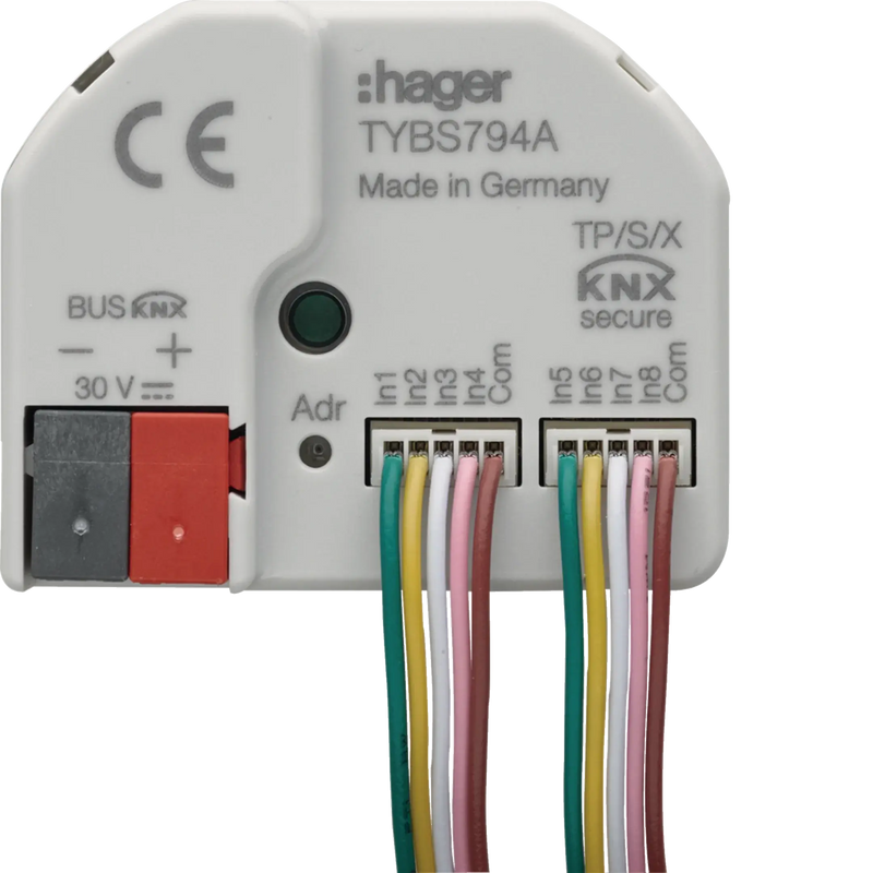 Binäreingang 4-fach + LED Ausgänge, KNX Secure, UP | Hager