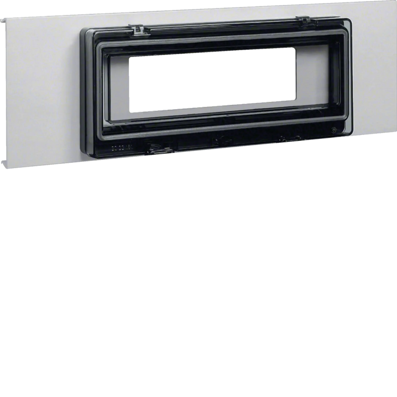 Blende Automateneinbaueinheit 9-fach Klarsichttür Stahl BRS OT 120mm lichtgrau | Hager