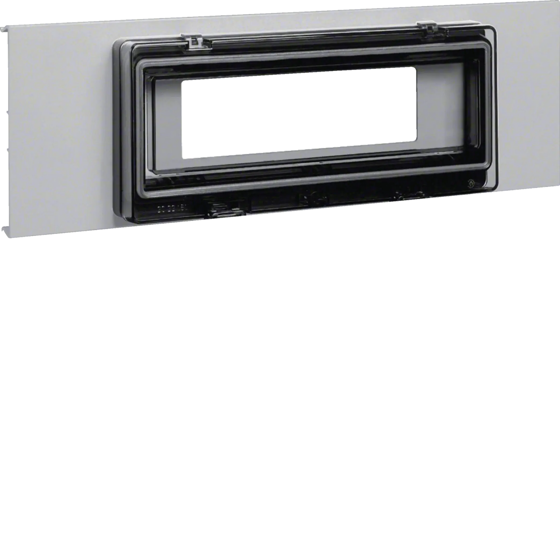 Blende Automateneinbaueinheit 9-fach mit Klarsichttür PVC BR OT 120mm lichtgrau | Hager