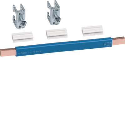 CU-Schiene, univers Z, 180x9x6mm, 35mm²blau, lamelliert, mit 2xKlemmen bis 35mm² | Hager