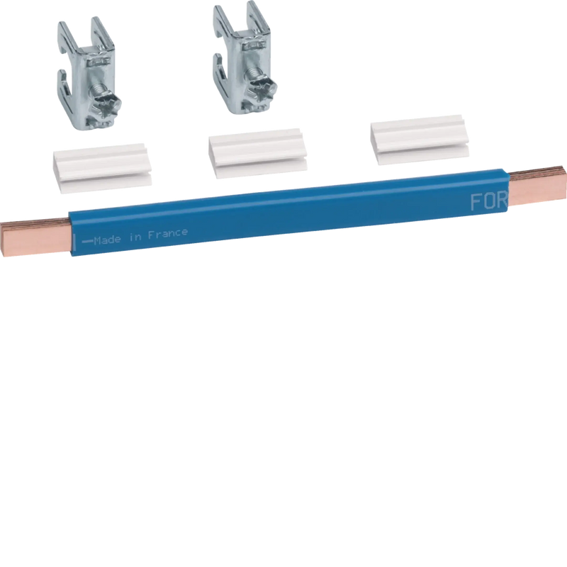 CU-Schiene, univers Z, 180x9x6mm, 35mm²blau, lamelliert, mit 2xKlemmen bis 35mm² | Hager