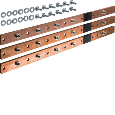 CU-Schiene, universN ,40x10mm, 3feldig, für 5Trennerleisten NH1-3, 3 Stück | Hager