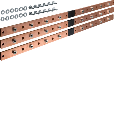 CU-Schiene, universN, 40x10mm, 4feldig, für 8 Trennerleisten NH1-3, (3 Stück) | Hager