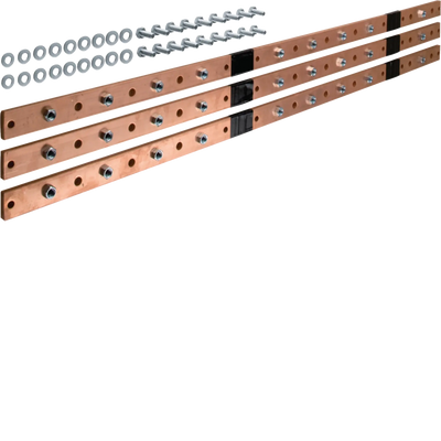 CU-Schiene, universN, 40x10mm, 5feldig, für 9 Trennerleisten NH1-3, (3 Stück) | Hager