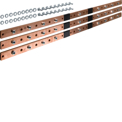 CU-Schiene, universN, 40x10mm, 5feldig, für 9 Trennerleisten NH1-3, (Stück) | Hager