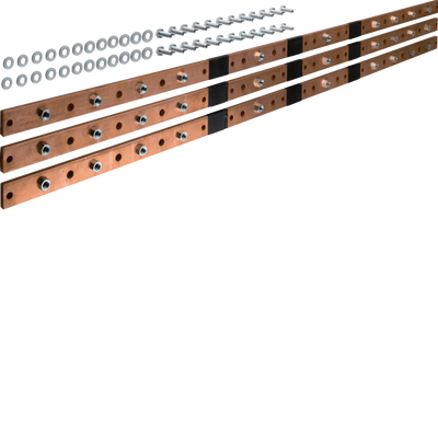 CU-Schiene, universN, 40x10mm, 6feldig, für 9 Trennerleisten NH1-3, (3 Stück) | Hager