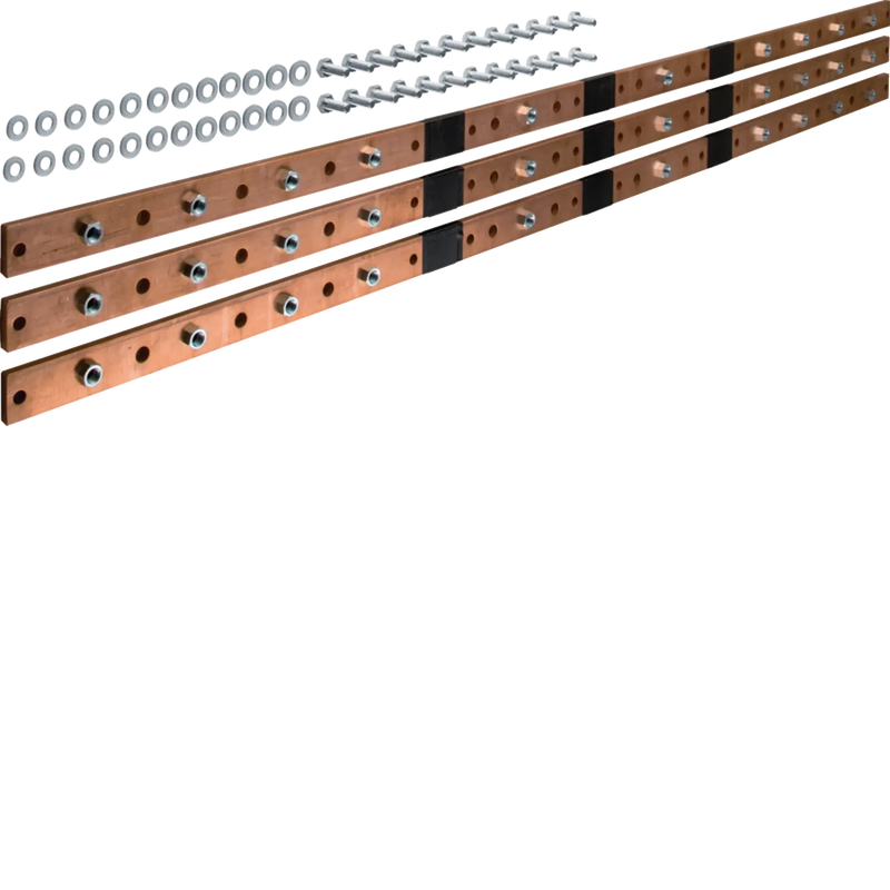 CU-Schiene, universN, 40x10mm, 6feldig, für 9 Trennerleisten NH1-3, (3 Stück) | Hager