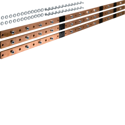 CU-Schiene, universN, 40x10mm, 6feldig, für 9 Trennerleisten NH1-3, (3 Stück) | Hager