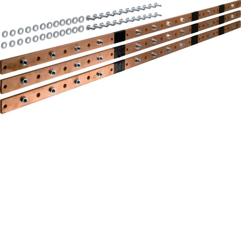 CU-Schiene, universN, 40x10mm, 6feldig, für 9 Trennerleisten NH1-3, (3 Stück) | Hager