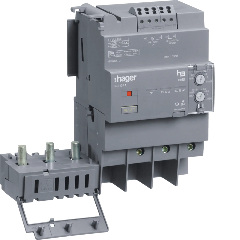 FI-Block Baugröße x160 3polig 125A Idn einstellbar | Hager
