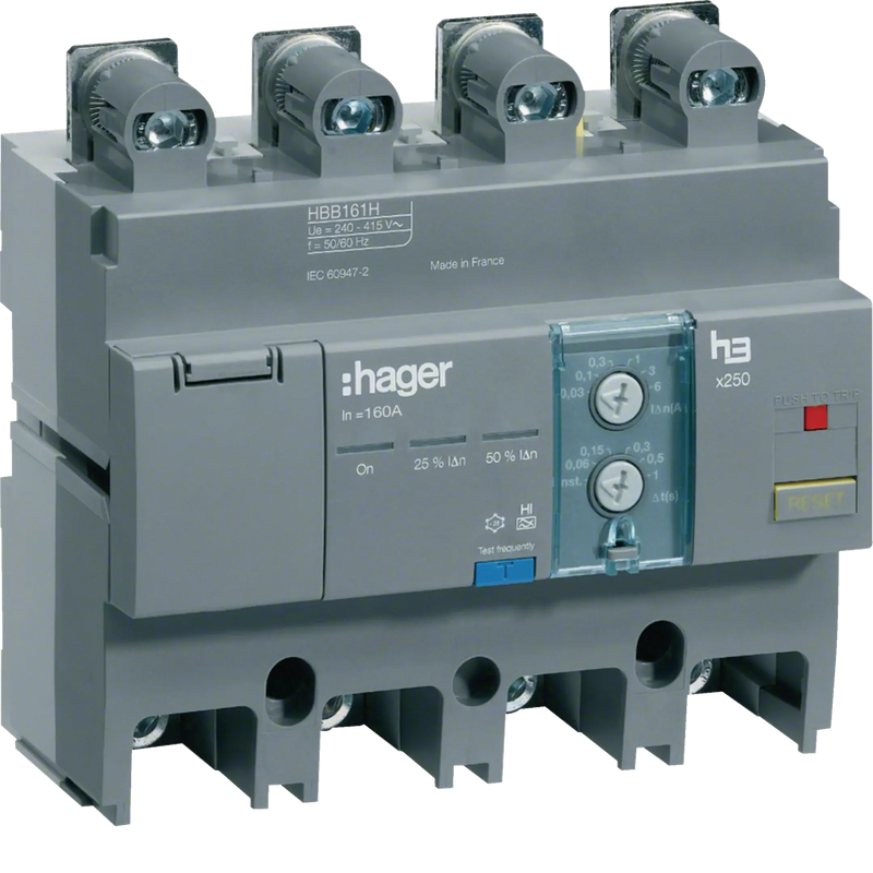 FI-Block Baugröße x250 4polig 160A Idn einstellbar | Hager