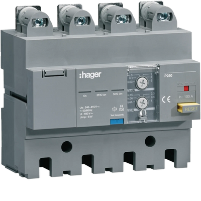 FI-Block P250 4P 100A Idn 30 mA bis 6 A stufenweise einstellbar | Hager