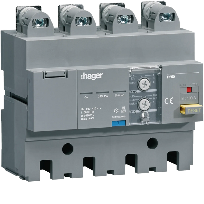 FI-Block P250 4P 100A Idn 30 mA bis 6 A stufenweise einstellbar | Hager