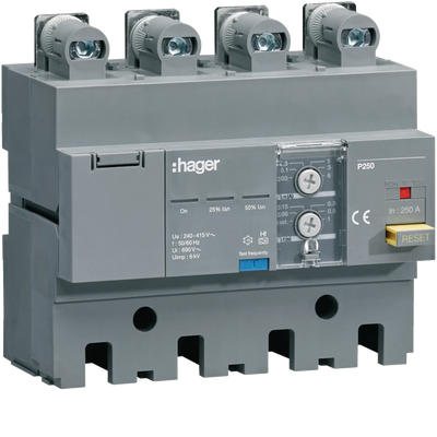 FI-Block P250 4P 250A Idn 30 mA bis 6 A stufenweise einstellbar | Hager