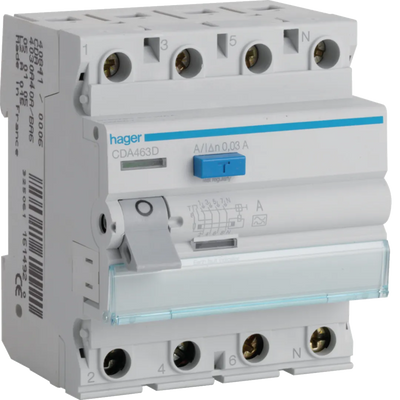 FI Schalter 63A Hager CDA463D FI-Schutzschalter 4- Hager - ismailkar.de