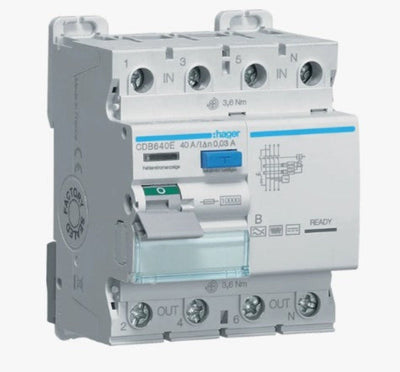 FI Schalter Typ B Allstromsensitive Hager CDB640E 4-pol 10kA 40A 30mA | Hager