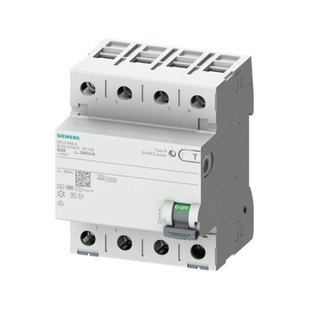 FI- Schalter Typ B Siemens 5SV3344-4 4polig Typ B 40A 30mA 400V Allstromintensiv | Siemens