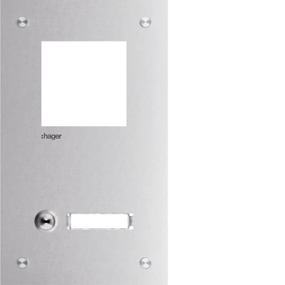 Frontplatte intercom mono 1 Taste + Namensschild, Edelstahl, 255x150x32 | Hager