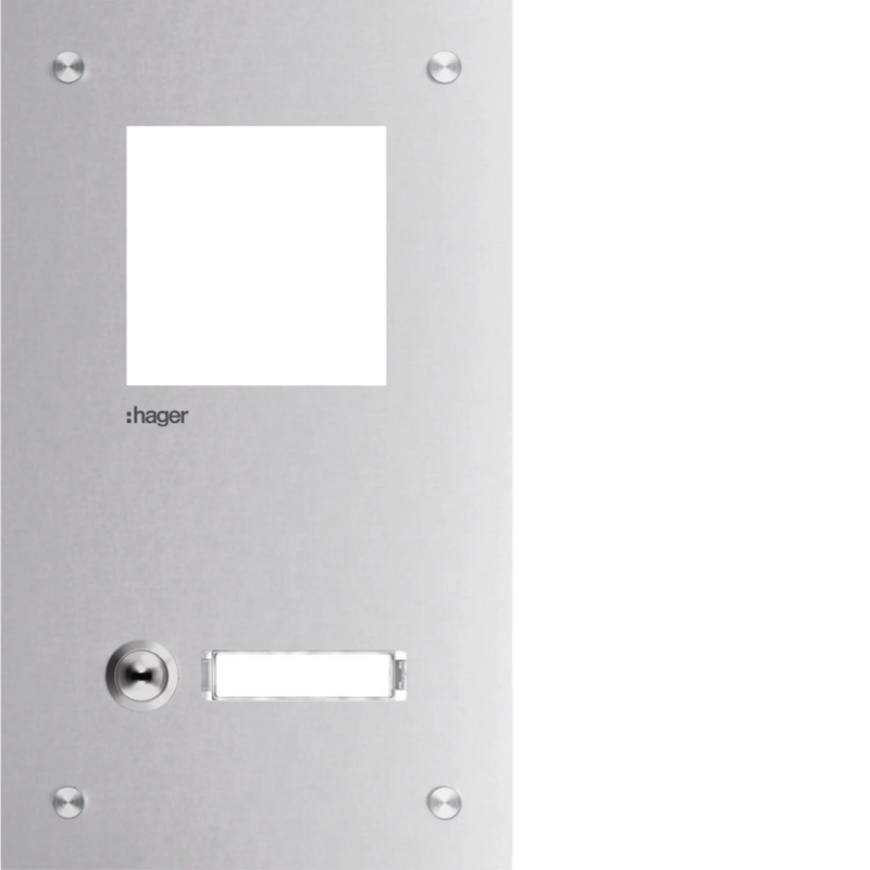 Frontplatte intercom mono 1 Taste + Namensschild, Edelstahl, 255x150x32 | Hager