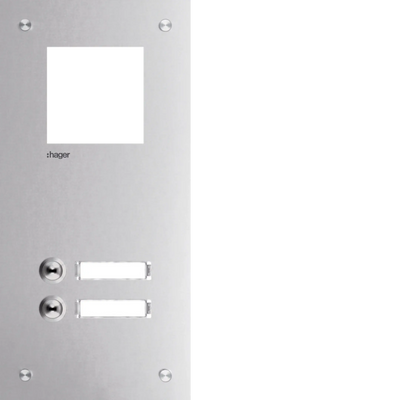 Frontplatte intercom mono 2 Tasten + Namensschild, Edelstahl, 315x150x32 | Hager