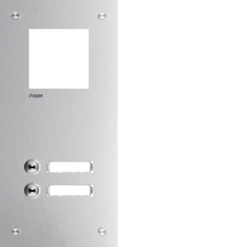 Frontplatte intercom mono 2 Tasten + Namensschild, Edelstahl, 315x150x32 | Hager