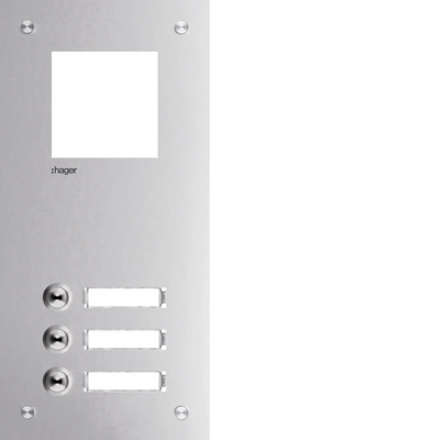 Frontplatte intercom mono 3 Tasten + Namensschild, Edelstahl, 315x150x32 | Hager