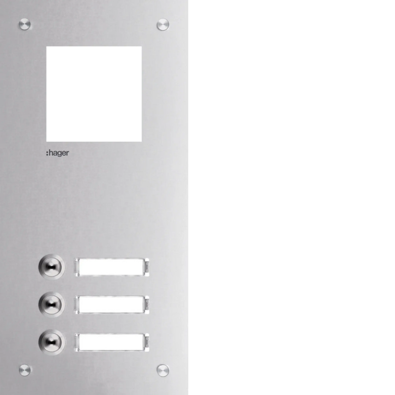 Frontplatte intercom mono 3 Tasten + Namensschild, Edelstahl, 315x150x32 | Hager