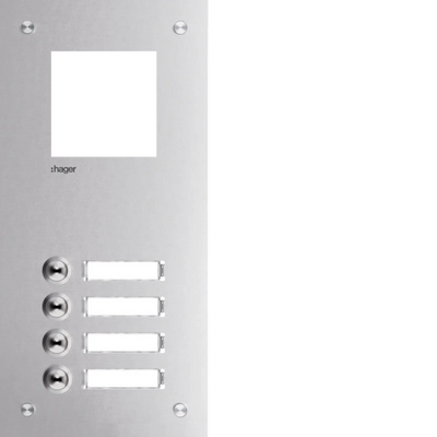 Frontplatte intercom mono 4 Tasten + Namensschild, Edelstahl, 315x150x32 | Hager
