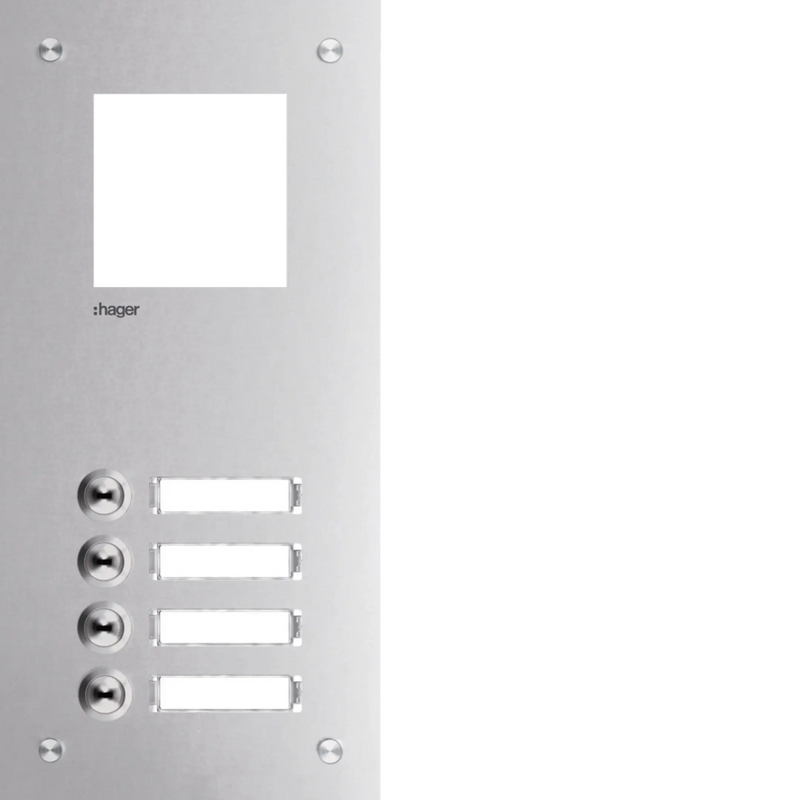 Frontplatte intercom mono 4 Tasten + Namensschild, Edelstahl, 315x150x32 | Hager