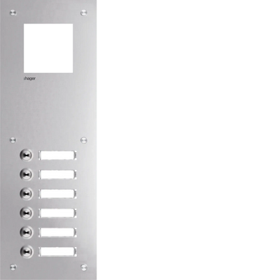 Frontplatte intercom mono 6 Tasten + Namensschild, Edelstahl, 435x150x32 | Hager