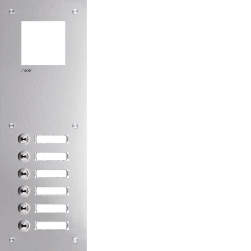 Frontplatte intercom mono 6 Tasten + Namensschild, Edelstahl, 435x150x32 | Hager