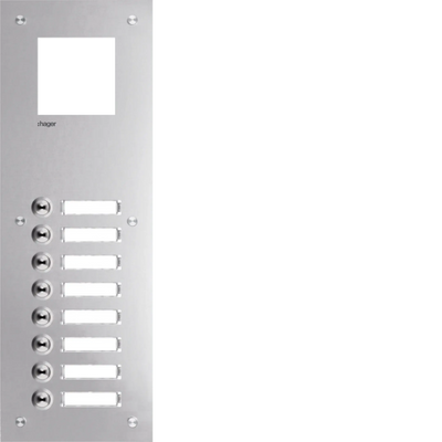 Frontplatte intercom mono 8 Tasten + Namensschild, Edelstahl, 435x150x32 | Hager